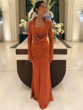 LIZAKOSHT - Hipster Swing Collar Long Dress Woman Full Sleeve Prom Party Casual Elegant Skinny High Stretch Midnight Ruched Vestidos