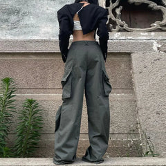 LIZAKOSHT - New Fall High Street Work Pants Retro Casual Pants European and American High-waisted Loose Thin Wide-legged Pants Pants Women