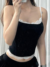LIZAKOSHT - Coquette Y2K Top Women Summer Sexy Tank Top Female Vintage Lace Patchwork Corset Ladies Hotsweet Gothic Aesthetic Slim Camisole