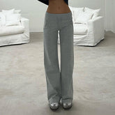 LIZAKOSHT - Simple Leisure Gray Elastic Drawstring Pockets Patchwork Straight Sweatpants New Comfort Fashion Street Sporty Bottoms