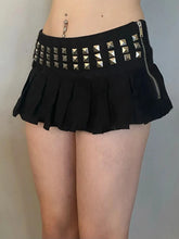 LIZAKOSHT - New Vintage Punk Women Y2k Gothic Harajuku Lolita Skirts Retro Black Summer Trendy Rivet High Elastic Jk Pleated Sexy Skirt