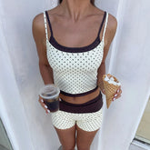 LIZAKOSHT - Sexy Women Polka-dot Strap Cropped Cami bikinis Swimsuit Female Swimwear Monokini Swimming Suit Beachwear Bathing Suit