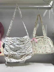 LIZAKOSHT - New Sweet Pleated Crossbody Bag Korean Niche Design Floral Large Capacity Girl Canvas Bags