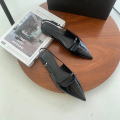 LIZAKOSHT - Fashion Office Ladies Summer Commuter Casual Flat Shoes French Retro Pointed Toe Sandals Women