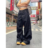 LIZAKOSHT  -  American Vintage Loose Jeans Women High Street Lazy Harajuku Y2K Wide Leg Pants Fashion Black Casual Chic Denim Trousers