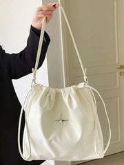 LIZAKOSHT - Cross High-capacity Drawstring Shoulder Bags Grunge Simple All Match Women's Handbags Japanese Fashion Trendy Casual Tote