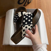 LIZAKOSHT - Summer Women Platform Thick Bottom Slippers Fashion Polka Dot Shoes Outdoor Clip Toe Height Increase Vacation Dress Slides