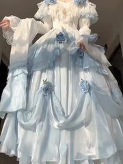 LIZAKOSHT - French Elegant Retro Dress Classical Elements Gradient Color Lolita Long