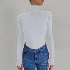 Lizakosht Summer Sexy Backless Long Sleeve Turtleneck Jumpsuit