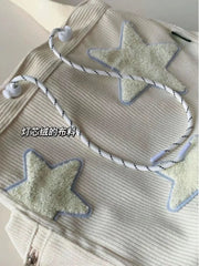 LIZAKOSHT - Casual Stars Pocket Drawstring Curduroy Big Capacity Women Fashion Underarm Bag Streetwear Shoulder Handbags Tote Bags