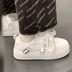 LIZAKOSHT - Cute Womens Sports Shoes Original Kawaii Panda Versatile Casual Shoes College Style Lightweight Non Slip Sneakers Women