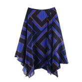 LIZAKOSHT - European and American style spring new product women's double breasted slit printed asymmetric skirt