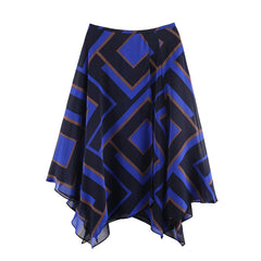 LIZAKOSHT - European and American style spring new product women's double breasted slit printed asymmetric skirt