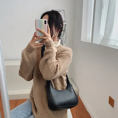 LIZAKOSHT - Pu Leather Solid Color Handbags Fashion Shoulder Bags for Women Crossbody Bags