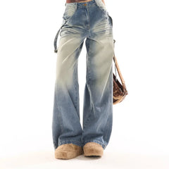 LIZAKOSHT  -  American retro women washed jeans autumn and winter high street casual slim loose trendy brand straight pants