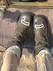 LIZAKOSHT - Original British College Style Large Walled Women's Boots New Thick Soled Thick Heel Retro Midsole Modern Boots