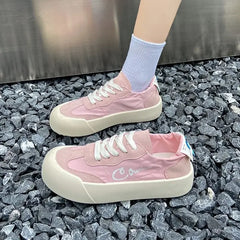 LIZAKOSHT - Canvas Lace Up Female Footwear Low Women's Shoes High on Platform Whit Casual Sneaker Offers Free Shipping Summer 2024 Walking A