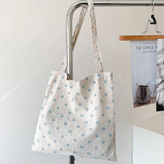 LIZAKOSHT - Linen Canvas Casual Female Tote Shoulder Bag Side Bag for Ladies Print Reusable Shopping Bags Handbag Eco Grocery