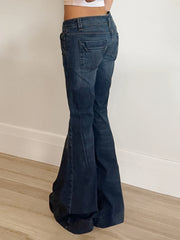LIZAKOSHT - Vintage Low Rise Flare Jeans Streetwear Slim Skinny Blue Denim Pants Harajuku 2000s Casual Women's Trousers Y2k Clothes