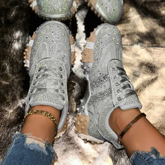 LIZAKOSHT - Breathable Casual Sporty Women's Single Shoes Spring Autumn Thick Bottom Leisure Sports Water Diamond Mesh Shoes Dad Sneakers