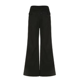 LIZAKOSHT  -  Irregular Waist Flared Pants Baggy Boot Cut Trousers Casual Basic All-match Streetwear Chic Fashion Outfits Women