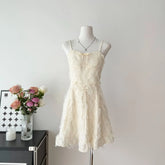 LIZAKOSHT - New Summer Sleeveless Pure Color Mini Dress Woman's Elegant One Piece Casual Fairy Long Vestidos Korean Fashion Beach Dress