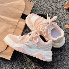 LIZAKOSHT - Pink Platform Sneakers Women Vulcanize Shoes Sports Casual Kawaii Tennis Female Korean Fashion Footwear Spring Summer