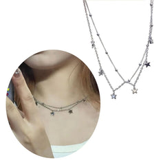 LIZAKOSHT - Star-Shaped Beads Link Chain Necklace Fashionable Neck Jewelry Y2K Necklace