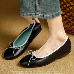LIZAKOSHT - Cosy Soft PU Leather Round Toe Flat Heels Woman Sandals Fashion Butterfly-kont Daily Dress Casual Shoes