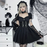 LIZAKOSHT - jsk dress gothic lolita dress black Halloween costumes cosplay lolita for girls short sleeve Lolita clothes A-dress