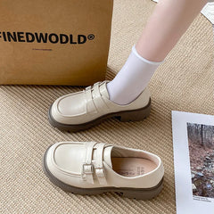 LIZAKOSHT - Shoes Woman Black Flats British Style Oxfords Casual Female Sneakers Ladies' Footwear Clogs Platform Shallow Mouth Loafers