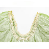 LIZAKOSHT - Sweet Girl Fresh Lace Puff Short-sleeved Shirts Women's Summer Bow Lace-up Slim Short Temperament Pullover Tops Female Clothing