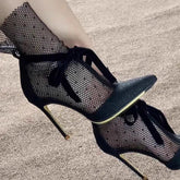 LIZAKOSHT - Fashiondot mesh pointed toe women party shoes sexy thin heel women shoes