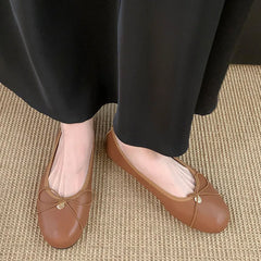 LIZAKOSHT - New Women Flat Shoes Fashion Round Toe Shallow Slip On Ladies Elegant Ballerina Soft Flat Heel Dress Single Shoes New Woman