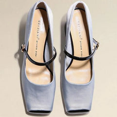 LIZAKOSHT - Square Toe High Heels,Women Pumps,Spring Office Work Shoes,Shallow Out,Front Buckle Strap,Grey,Pink,34-39,