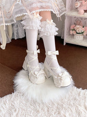 LIZAKOSHT - Middle Heel Drooping Ear Rabbit Lolita High Heels Sweet Japanese Round Toe Lolita Shoes Cute Girl Tea Party Single Shoes