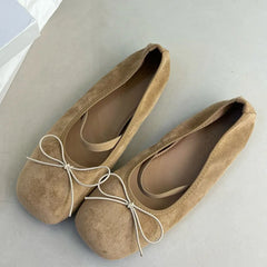 LIZAKOSHT - Flats Ballet Shoes Fashion Square Toe Shallow Bow Knot Ballerina Soft Casual Loafers Comfort Moccasins Leopard Print Shoes