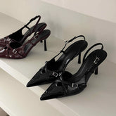 LIZAKOSHT - Street Style Pointed Toe Women Muels Sandals Design Style High Heels Banquet Party Dress Sandalias Shoes