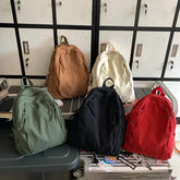 LIZAKOSHT - American Style Cool Canvas Backpack Women Solid Color Unisex High Capacity Student College Backpack Girl Boy Travel BookBag