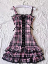 LIZAKOSHT - Japanese Dresses Slim Y2k Plaid Sexy Goth Punk Harajuku Vintage Lace Women's Dress Elegant Backless Emo Chic Skirt 90s Hot Girl