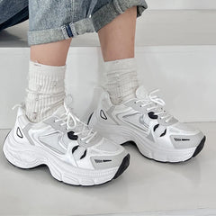 LIZAKOSHT - Women's Platform Mesh Sports Shoes Fashion Breathable Walking Chunky Sneakers Woman Thick Sole Non Slip Lace Up Running Shoes