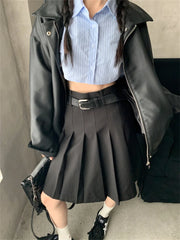 LIZAKOSHT - Preppy Style Women A-Line Skirts Slim High Waist Streetwear Autumn Loose Office Lady Daily Mujer All Match