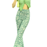 LIZAKOSHT - Y2K Aesthetic Streetwear Fashion Joggers 90s Vintage Floral Print Flare Pants Women Casual Slim Fit High Waist Trousers