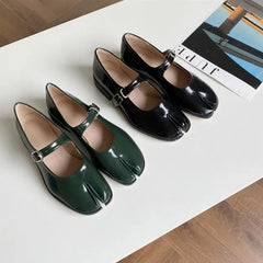 LIZAKOSHT - New Arrivals Ninja Tabi Mary Janes Flats Shoes Women 2024 Spring Belt Buckle Split Toe Shoes Trotters Mocasines Female Pumps