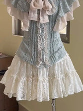 LIZAKOSHT - Kawaii Lace 2-Piece Set Short Sleeve Goth Women Dresses Slim Vintage Harajuku Short Dress Korea Sweet Ball Gown Punk Y2k 90s Emo