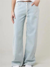 LIZAKOSHT - Women Drawstring Jeans Loose Solid Color Low Waist Straight Leg Denim Pants Casual Long Trousers Out Going Pants