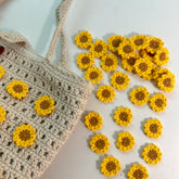 10pcs/Lot Handmade 3CM Hand Knitt Crochet Sunflower 3D Flower Knitted Quilt Applique Patch Craft Ornament DIY Hairpins Hat Decor