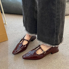 LIZAKOSHT  -  Shoes On Heels Oxfords Women's Female Footwear Pointed Toe Leather Retro New Dress Summer Mary Janes Spring Womens Derby Shoes F