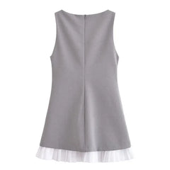 LIZAKOSHT - Dresses Women's Summer 2025 New Elegant Slim Fashion Patchwork Mini Holiday Dress Street Joker Youth Chic Dress