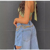 LIZAKOSHT  -  Women's Ripped Jeans Nine-point Loose Slimming Spring, Summer And Autumn Low-waist Dad Pants Harem Pants Trendy